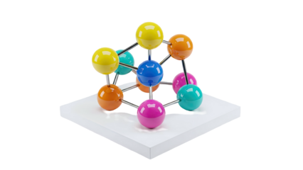 Colorful Molecular Model on White Platform