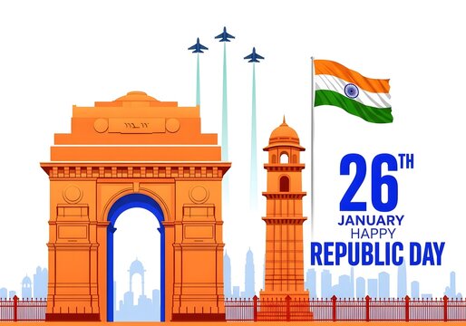 Celebrating India's Proud 26th January Happy Republic Day with Patriotism, Unity, Freedom, and Honor in Vibrant Colors of National Pride and Joyful Spirit of Indian Heritage
