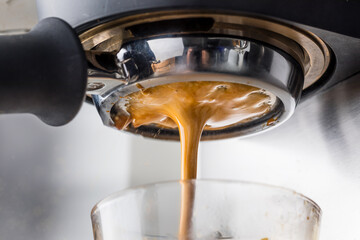 Espresso Coffee Being Brew on a Home Machine