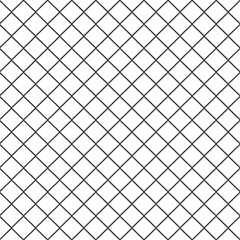Fototapeta premium A repeating diamond grid pattern composed of thin, dark gray lines against a clean white background. The lines create a uniform network