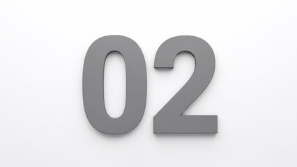 Number 02 in Gray on a White Background.
