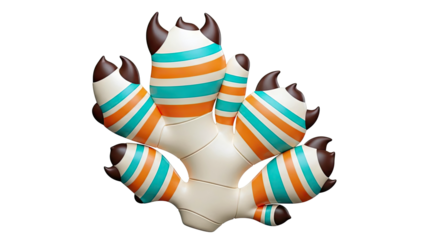 3D Rendered Stylized Monster Paw with Stripes
