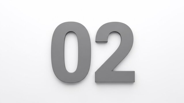 Number 02 in Gray on a White Background.