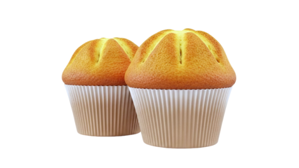 Two Golden Muffins in Paper Liners