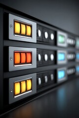 Glowing Server Racks In Data Center