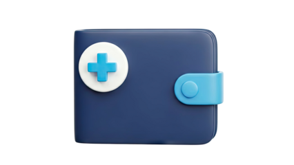 3D Wallet with Medical Cross Icon