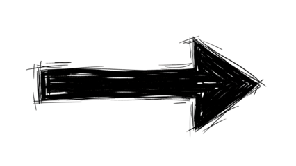 A hand-drawn arrow is sketched in white lines against a black background pointing to the right