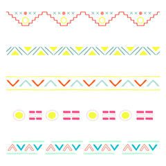 Fototapeta premium Ethnic shape border png, doodle sticker, colorful aztec design set
