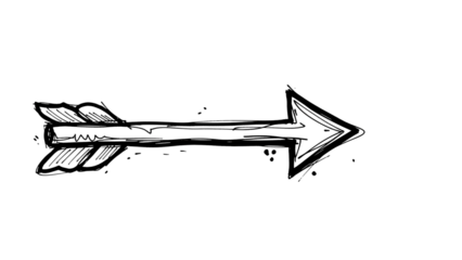 A hand drawn arrow points to the right on a black background