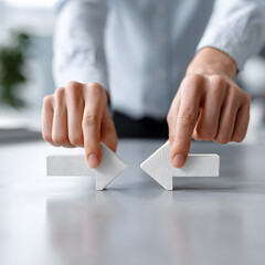 Business Leadership Choosing Strategic Direction with Arrow Symbols