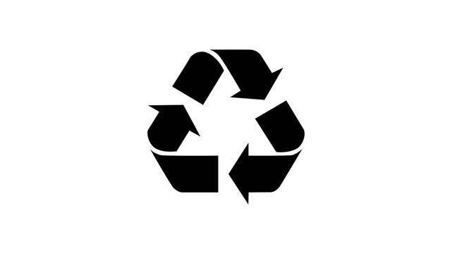 Sustainable future symbolized by sleek, modern recycle icon representing environmental responsibility and eco-friendly practices symbol animation on a black background