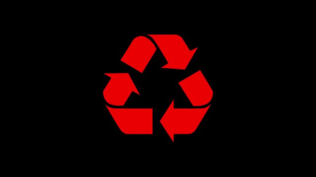 Sustainable future symbolized by sleek, modern recycle icon representing environmental responsibility and eco-friendly practices symbol animation on a black background