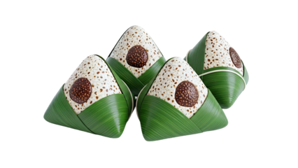 Four Zongzi Rice Dumplings Wrapped in Leaves