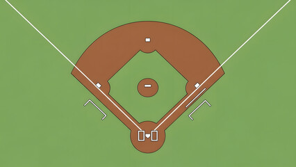 A top-down simplified graphic illustration of a baseball diamond and field
