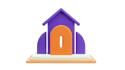 3D Render of a Stylized House with Lock Icon