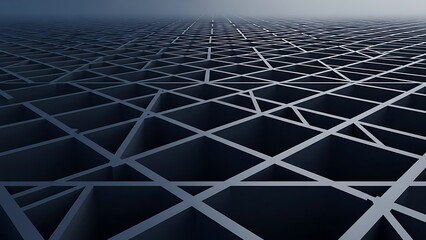 Futuristic abstract digital grid landscape with glowing network lines and geometric surface representing technology, data flow, artificial intelligence, and cyber infrastructure