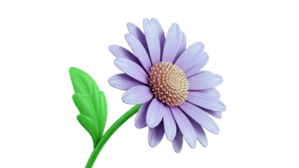 Purple Daisy with Green Leaf