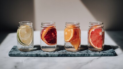 Refreshing Lemonade in Mason Jars with Sliced Lemons and Mint