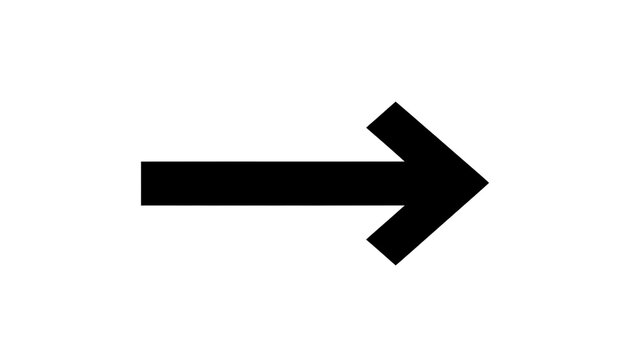 A minimalist white arrow points to the right on a black background