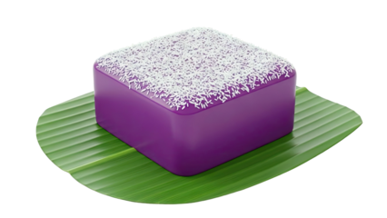 Ube Mamon Cake with Coconut Topping on Banana Leaf