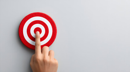 Goal Achievement Concept with Hand Reaching Target on Clean Background