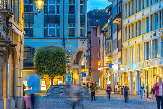 Shopping street in downtown Lucerne  in  Switzerland