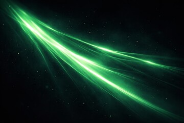 Vibrant green light trails in starry night sky
