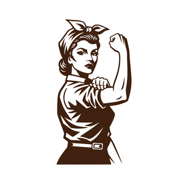 Rosie the Riveter iconic female empowerment symbol flexing her muscle