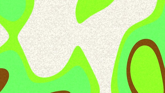 Abstract green and brown shapes with textured beige background.