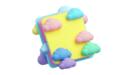 Stack of Colorful Notebooks with Cute Cloud Decorations