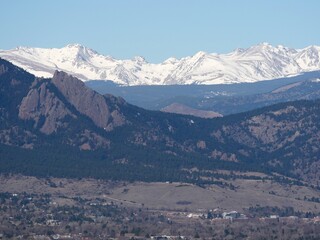 Snow-Capped Indian Peaks Wilderness with North Arapaho Peak Seen from Davidson Mesa, Colorado in Early Spring