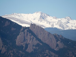 North Arapaho Peak Rising Above the Front Range Foothills Seen from Davidson Mesa Trail, Louisville, Colorado in Early Spring