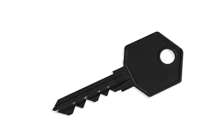 Black House Key on a White Background