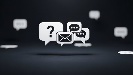 Communication icons on dark background