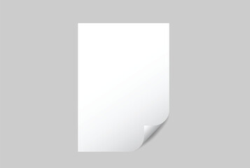 White paper mockup with folded corner isolated on background, clean paper texture for notebook, journal, poster, paper sheets, folded booklets, print, magazines, catalogs or newspapers. Vector