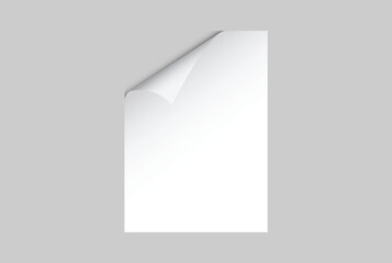 White paper mockup with folded corner isolated on background, clean paper texture for notebook, journal, poster, paper sheets, folded booklets, print, magazines, catalogs or newspapers. Vector