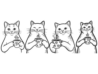 Obraz premium Cubby Cat with Coffee Mug