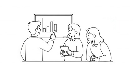 Business meeting with presentation and data analysis