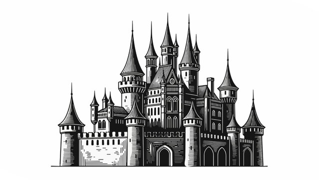 Detailed Medieval Castle With Towers