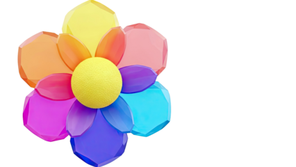Colorful Gem Flower on White Background