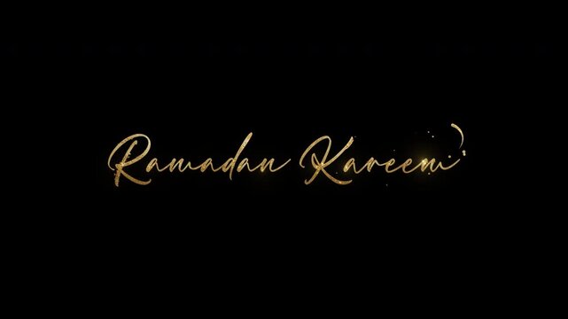 Greeting Ramadan Kareem in elegant golden text animation. Suitable for social media posts, greeting cards, and festive design projects.