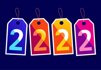 Colorful 2022 New Year Hanging Tags Vector Illustration