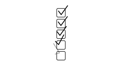 Animated checklist with green ticks appearing in boxes. To-do list animation on White background.