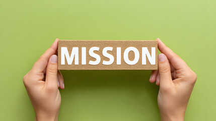 Corporate Mission Concept with Hands Pointing at Vision Statement