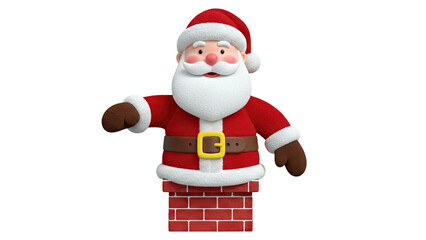3D Santa Claus Emerging from Chimney
