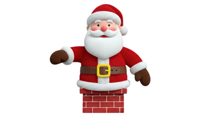 3D Santa Claus Emerging from Chimney