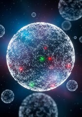 Fototapeta premium A blue Analytics sphere composed and the glowing a vast dark galaxy filled with shining stars and cosmic light in this abstract outer space atmosphere