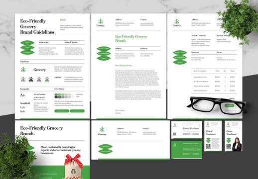 Green And Black Brand Guidlines Eco Green Grocery