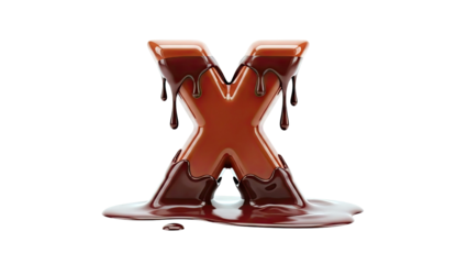 Chocolate letter X with dripping and melting effect