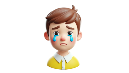 Crying Cartoon Boy with Tears